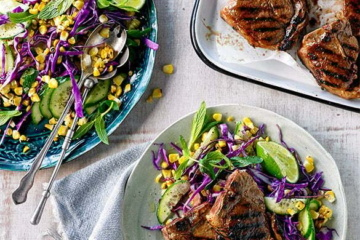 Thai-glazed lamb loin chops with sweetcorn slaw